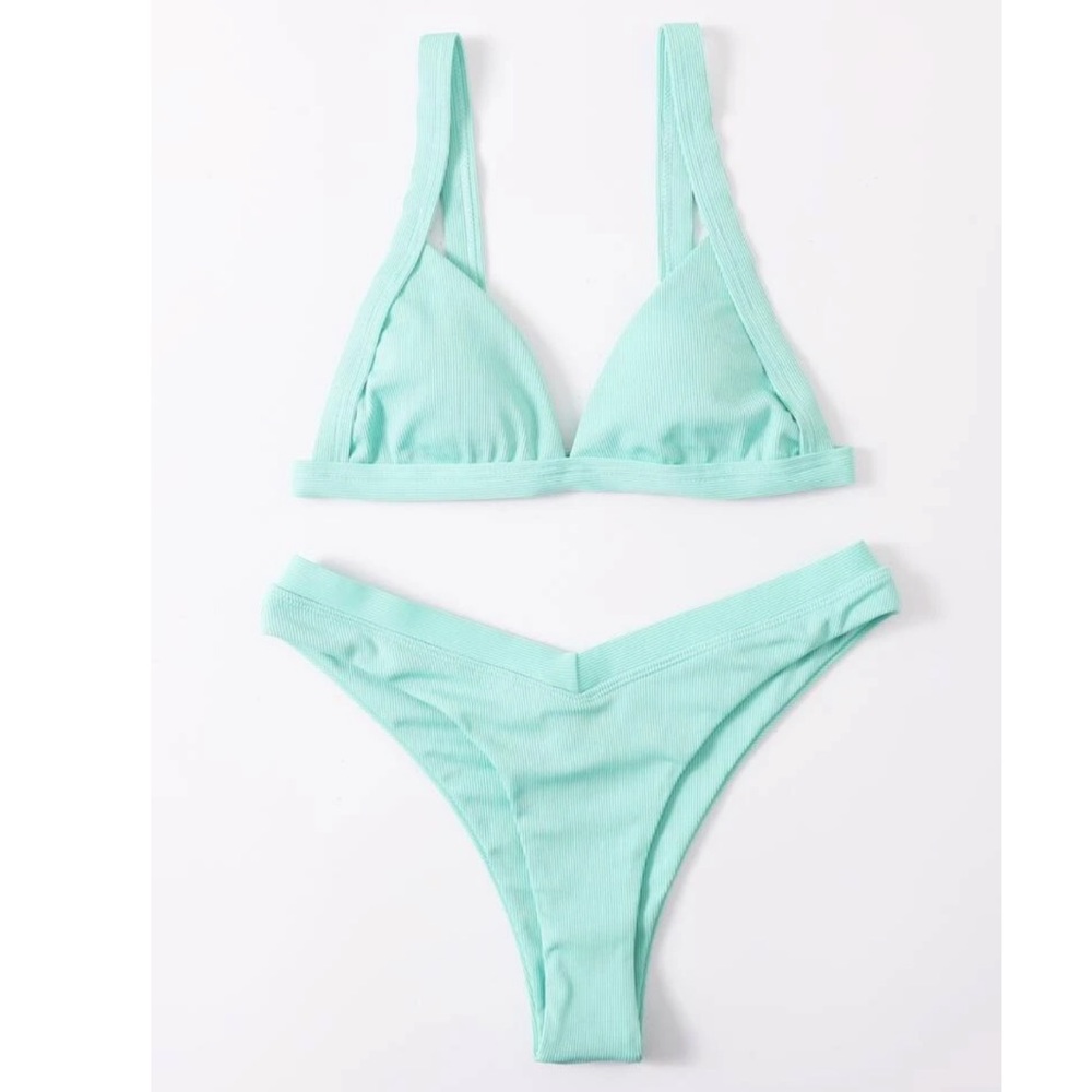 Rib High Cut Bikini Swimsuit